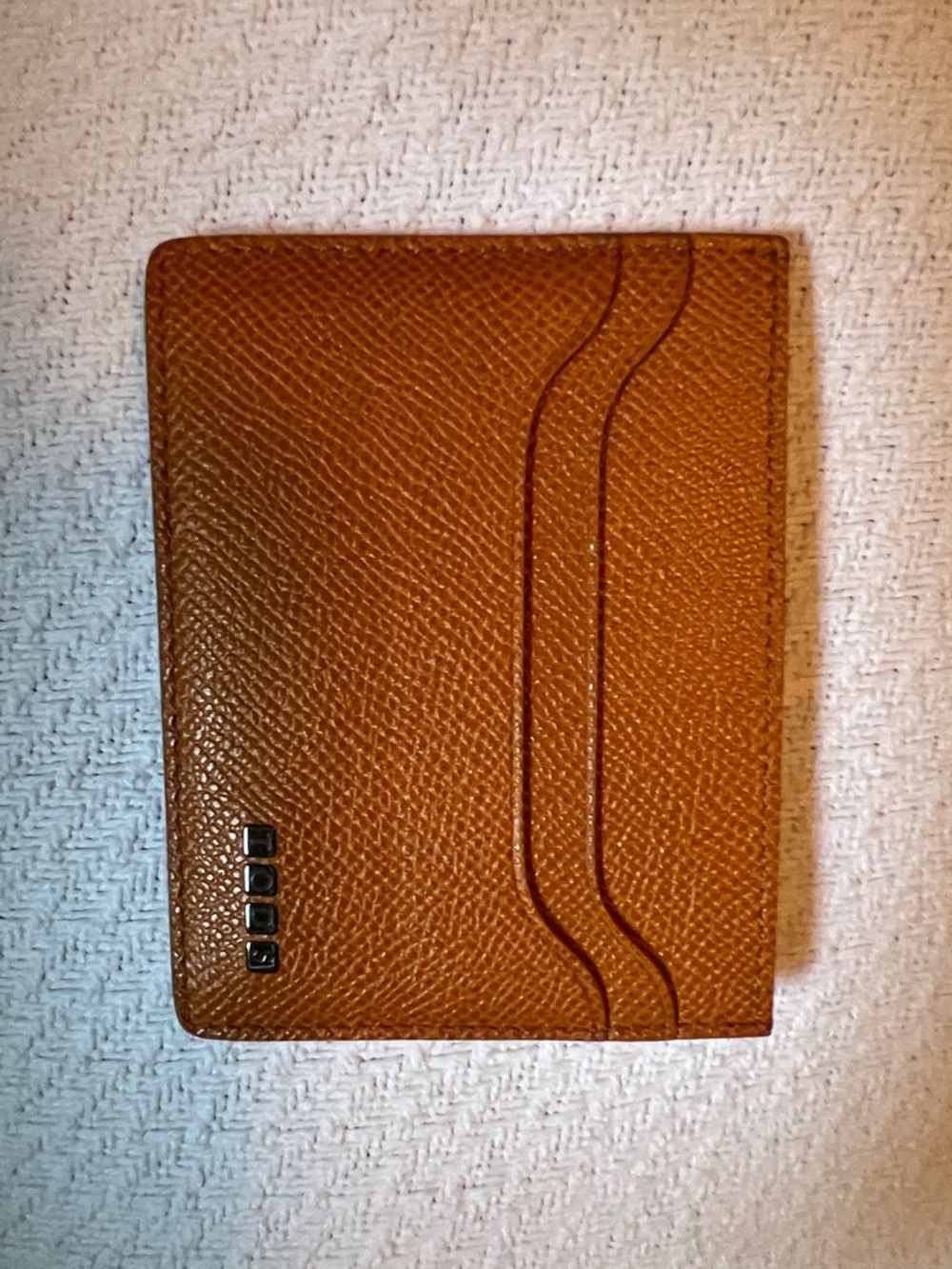 Tod's Cognac Leather Cardholder with Curved Slot Accents